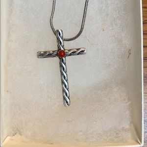 Beautiful coral cross necklace